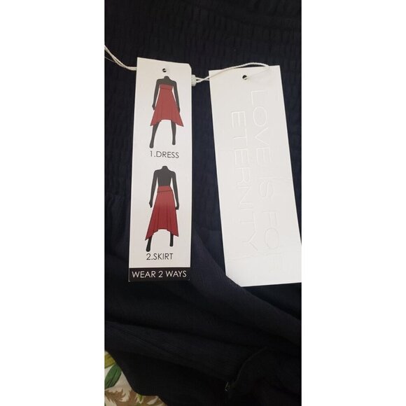 NWT LIFE WEAR 2 WAYS BLACK SMOCKED RUFFLES TIERED STRAPLESS DRESS/SKIRT SZ M - Picture 6 of 8